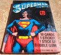 Superman movie genuine sealed unopened wax pack cards with gum from Topps, 1978.