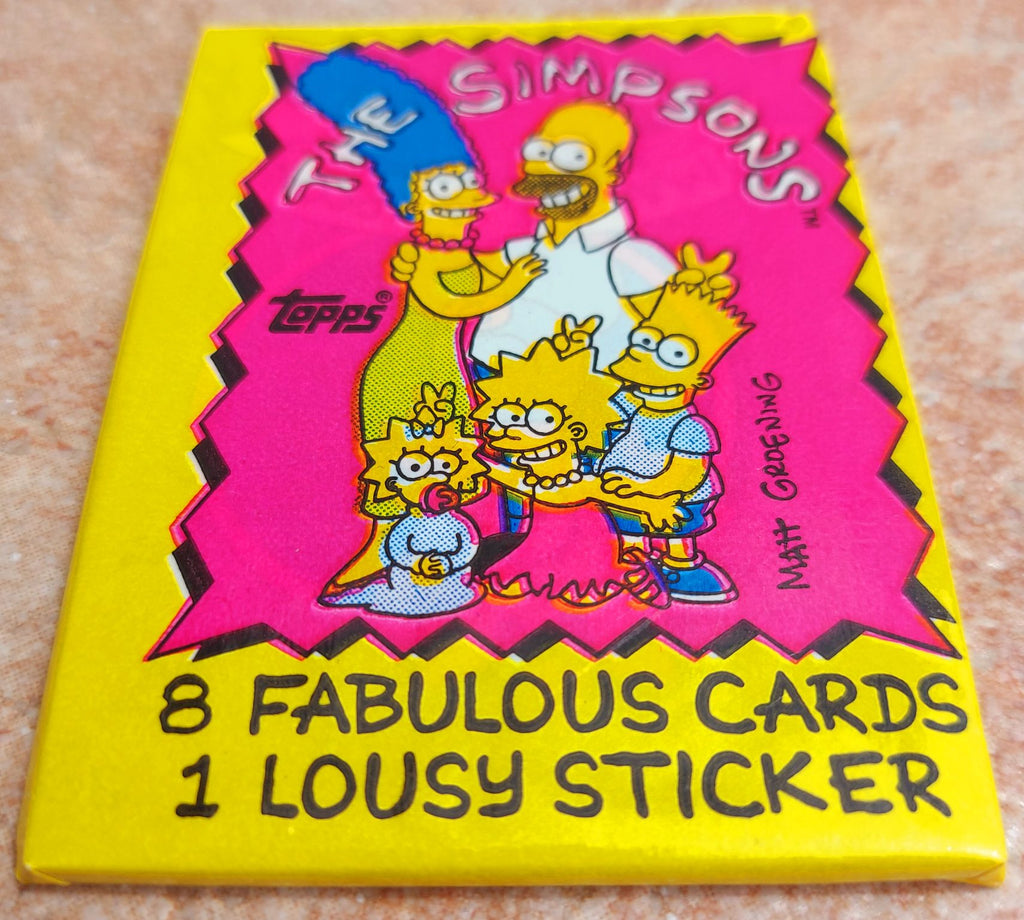 The Simpsons genuine sealed unopened wax pack cards with gum from Topps, 1990. Simpson family.