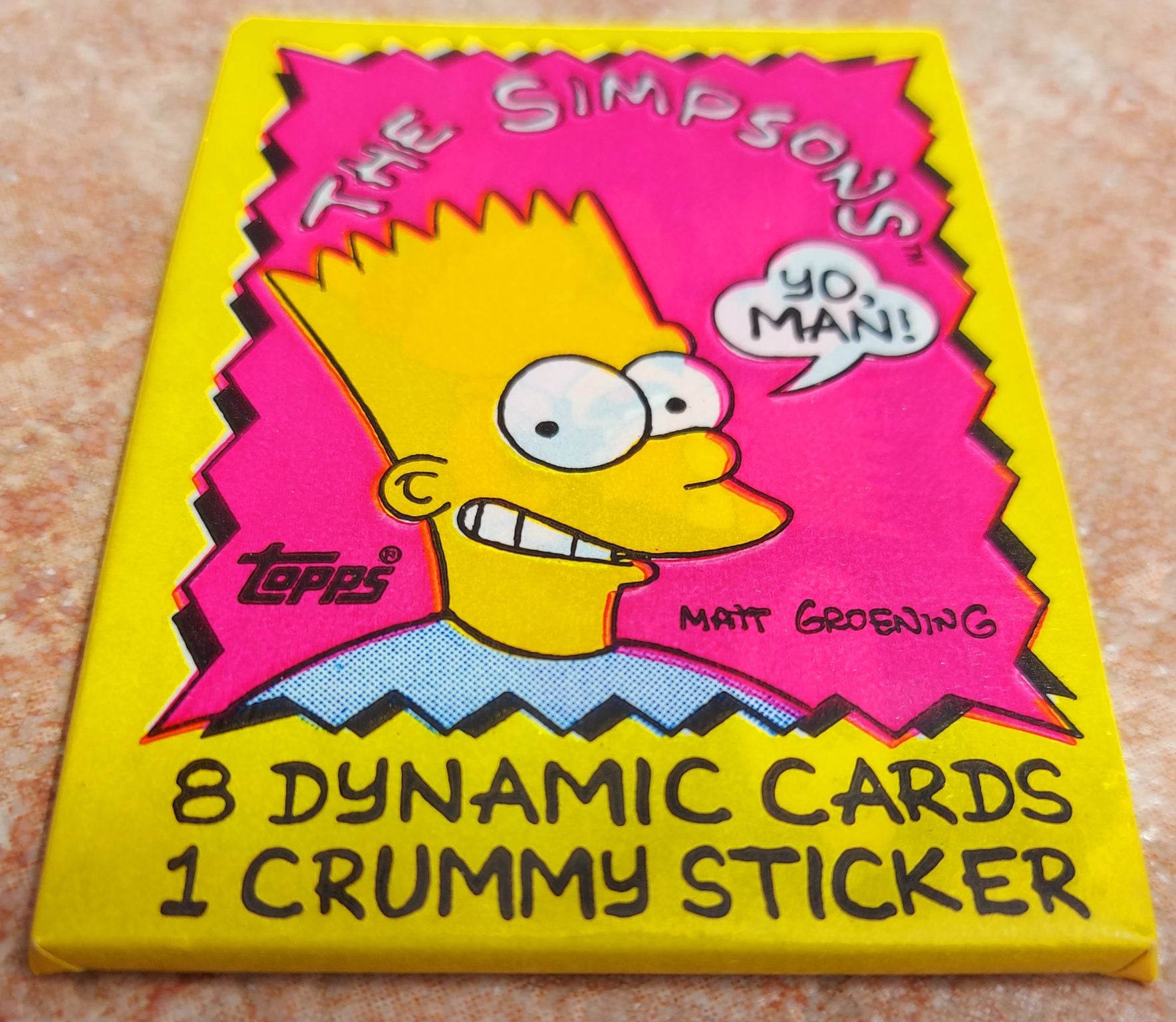 The Simpsons genuine sealed unopened wax pack cards with gum from Topps, 1990. Bart Simpson.
