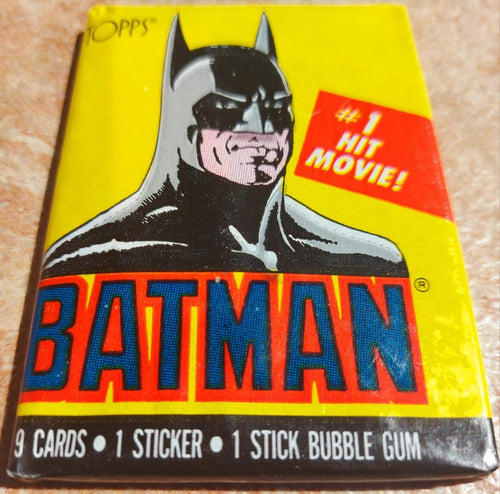 Batman movie 1st series genuine sealed unopened wax pack cards with gum from Topps, 1989. Batman.