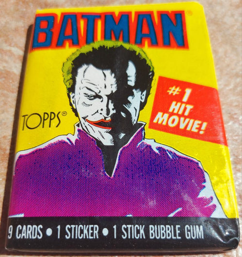 Batman movie 1st series genuine sealed unopened wax pack cards with gum from Topps, 1989. Joker.