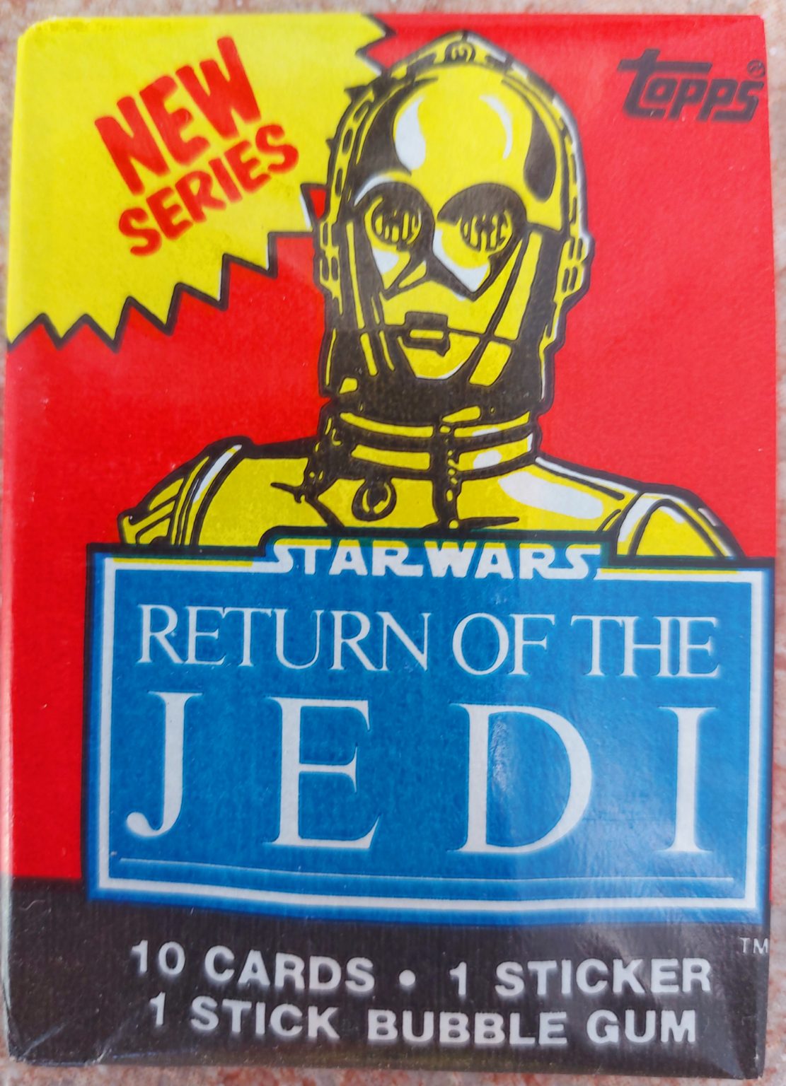Star Wars Return of the Jedi 2nd series genuine sealed unopened wax pack cards with gum from Topps, 1983.  C-3PO.