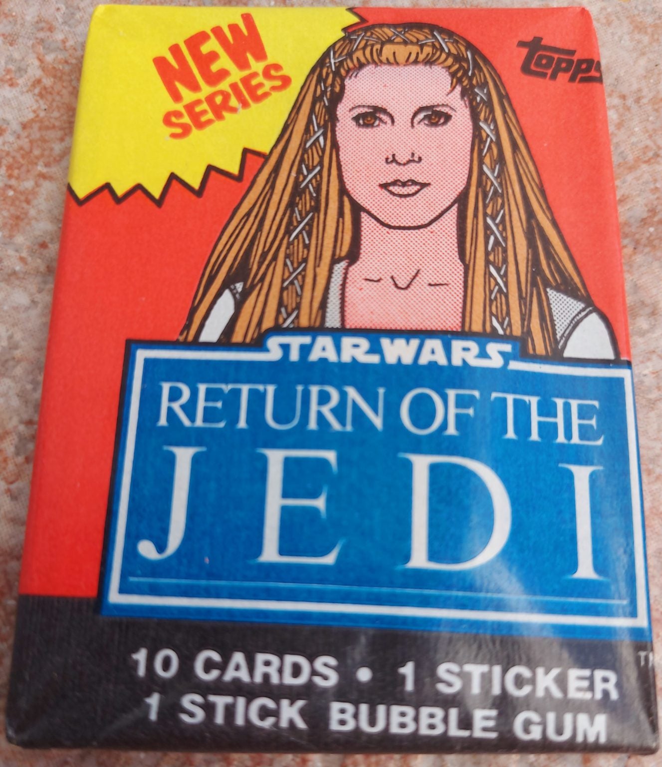 Star Wars Return of the Jedi 2nd series genuine sealed unopened wax pack cards with gum from Topps, 1983.  Princess Leia.